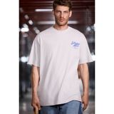 Grimelange Guardıano Erkek %100 Organik Pamuklu Baskı Detaylı Rahat Kalıp Açık Gri T-Shirt - XL