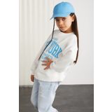 GRIMELANGE HERMIA-GRM24050 75% pamuk 25% polyester kız çocuk Ekru Yeşil Sweatshirt