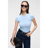 Grimelange Hopewell Kadın Yuvarlak Yaka Örme Slim Fit Mavi T-Shirt, XL