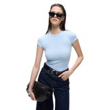 Grimelange Hopewell Kadın Yuvarlak Yaka Örme Slim Fit Mavi T-Shirt, XS