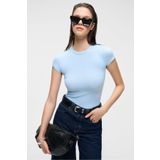 GRIMELANGE HOPEWELL Kadın Yuvarlak Yaka Örme Slim Fit Mavi T-Shirt