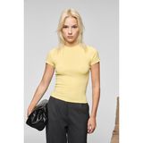 GRIMELANGE HOPEWELL Kadın Yuvarlak Yaka Örme Slim Fit Sarı T-Shirt