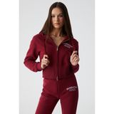 Grimelange Iressıne Kadın Kapüşonlu Fermuarlı Uzun Kollu Regular Bordo Sweatshirt