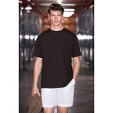 Grimelange Jett Erkek Oversize Fit %100 Organik Pamuk Kalın Dokulu Bisiklet Yakalı Çikolata Kahve T-Shirt