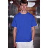 GRIMELANGE JETT Erkek Oversize Fit %100 organik Pamuk Kalın Dokulu Bisiklet Yakalı Koyu Mavi T-Shirt