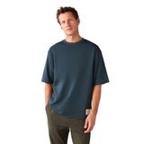 Grimelange Joel Erkek%100 Organik Pamuklu Kalın Kumaşlı Özel Dokulu Etiket Detaylı Oversize Yeşil T-Shirt, XL