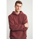 GRIMELANGE Jorge Erkek Yumuşacık Kapüşonlu Organik Pamuk Kanguru Cepli Regular Kiremit Rengi Sweatshirt