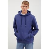 GRIMELANGE Jorge Erkek Yumuşacık Kapüşonlu Organik Pamuk Kanguru Cepli Regular Lacivert Sweatshirt