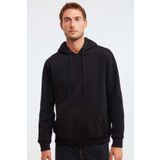 GRIMELANGE Jorge Erkek Yumuşacık Kapüşonlu Organik Pamuk Kanguru Cepli Regular Siyah Sweatshirt