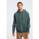 GRIMELANGE Jorge Erkek Yumuşacık Kapüşonlu Organik Pamuk Kanguru Cepli Regular Yeşil Sweatshirt