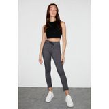Grimelange Judy Kadın Slim Fit Beli Lastikli Bağlamalı Basic Koyu Gri Tayt - Antrasit