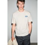 Grimelange Jumılla Erkek %100 Pamuk Yumuşak Kumaşlı Baskılı Yuvarlak Yaka Beyaz T-Shirt - 2XL