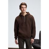 GRIMELANGE JUSTUS Erkek Kapüşonlu Kanguru Cepli Fermuar Yakalı Kahverengi Sweatshirt