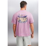 Grimelange KAISEN Erkek %100 Pamuk Kısa Kol Baskılı Regular Fit Mürdüm T-Shirt