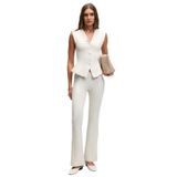 GRIMELANGE KALYYSIA Kadın Yüksek Bel Geniş Paçalı Slim Fit Ekru Pantolon