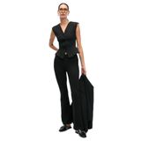 GRIMELANGE KALYYSIA Kadın Yüksek Bel Geniş Paçalı Slim Fit Siyah Pantolon