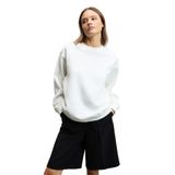GRIMELANGE KARIUS Kadın Organik Pamuklu İçi Polarlı Oversize Yuvarlak Yakalı Beyaz Sweatshirt