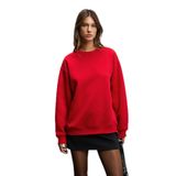 GRIMELANGE KARIUS Kadın Organik Pamuklu İçi Polarlı Oversize Yuvarlak Yakalı Kırmızı Sweatshirt
