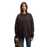 GRIMELANGE KARIUS Kadın Organik Pamuklu İçi Polarlı Oversize Yuvarlak Yakalı Koyu Kahverengi Sweatshirt