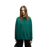 GRIMELANGE KARIUS Kadın Organik Pamuklu İçi Polarlı Oversize Yuvarlak Yakalı Koyu Yeşil Sweatshirt