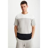 GRIMELANGE Karnox Erkek Yuvarlak Yaka Kısa Kol Regular Fit Ekru/bej/siyah T-shirt