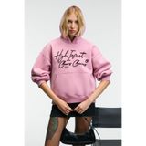 GRIMELANGE KIKRES Kadın Kapüşonlu Nakış Detaylı Oversize Koyu Pembe Sweatshirt