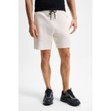 Grimelange Konsa Erkek Beli Lastikli Kordonlu Yanları Fermuarlı Cepli Relaxed Fit Ekru Şort & Bermuda, XL
