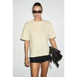 GRIMELANGE LAGERTHA Kadın %100 organik Pamuklu Kalın Dokulu Oversize Fit Yuvarlak Yakalı Açık Sarı T-Shirt