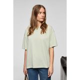 Grimelange LAGERTHA Kadın %100 organik Pamuklu Kalın Dokulu Oversize Fit Yuvarlak Yakalı Mint Yeşil T-Shirt - Mint Yeşili - XS