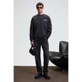 GRIMELANGE LEIF Erkek Kolları Biyeli Önü Baskılı Yuvarlak Yaka Oversize Antrasit Sweatshirt
