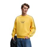 GRIMELANGE LEIF Erkek Kolları Biyeli Önü Baskılı Yuvarlak Yaka Oversize Sarı Sweatshirt