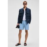 Grimelange Leyton Erkek Relaxed Fit Çift Cepli Beli Lastikli Keten Karışımlı Dokuma Mavi Şort & Bermuda - 2XL
