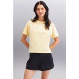 GRIMELANGE Lottıe Kadın %100 Organik Pamuklu Regular Kalıp Bisiklet Yaka Basic Kısa Kollu Sarı T-shirt