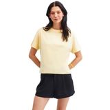 Grimelange Lottıe Kadın%100 Organik Pamuklu Regular Kalıp Bisiklet Yaka Basic Kısa Kollu T-shirt, Sarı, XL