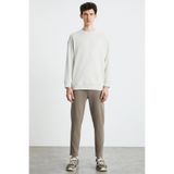 GRIMELANGE LUDİM Erkek Oversize Fit 3 İplik Şardonlu Yuvarlak Yakalı Gri Sweatshirt