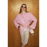 Grimelange Lumore Kadın Oversize Fit %100 Organik Pamuklu Pembe Gömlek