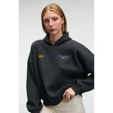 GRIMELANGE LUXE Kadın Renk Nakışlı Ve Arkası Baskı Detaylı Kapüşonlu Antrasit Sweatshirt