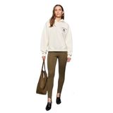 GRIMELANGE LUXE Kadın Renk Nakışlı Ve Arkası Baskı Detaylı Kapüşonlu Ekru Sweatshirt