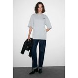 Grimelange MAJER Kadın %100 Organik Pamuklu Western Tema Baskılı Regular Fit Grimelanj T-Shirt - Gri Melanj