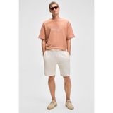 Grimelange MALYES Erkek Beli Lastikli Kordonlu Yanda Çift Arkada Tek Cepli Relaxed Fit Krem Şort & Bermuda - 2XL