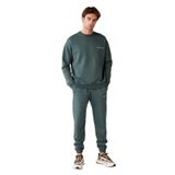 Grimelange Marshall Erkek Pamuklu İçi Polarlı Nakışlı Relaxed Eşofman Takımı, Koyu Yeşil, 2XL