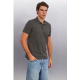 Grimelange Marten Erkek %100 Pamuk Kısa Kollu Regular Fit Antrasit Polo Yaka T-Shirt