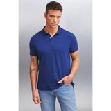 Grimelange Marten Erkek %100 Pamuk Kısa Kollu Regular Fit Lacivert Polo Yaka T-Shirt