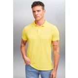 Grimelange Marten Erkek %100 Pamuk Kısa Kollu Regular Fit Sarı Polo Yaka T-Shirt