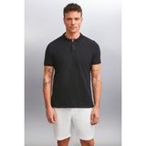 Grimelange Marten Erkek %100 Pamuk Kısa Kollu Regular Fit Siyah Polo Yaka T-Shirt