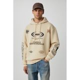 GRIMELANGE Mıles Erkek Kapüşonlu Yumuşacık Oversize Bej Sweatshirt