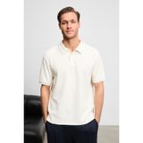 Grimelange Mınnutu Erkek Organik Pamuklu Polo Yakalı Regular Fit Ekru T-Shirt