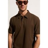 Grimelange Mınnutu Erkek Organik Pamuklu Polo Yakalı Regular Fit Kahverengi T-Shirt