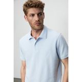 GRIMELANGE MINNUTU Erkek Organik Pamuklu Polo Yakalı Regular Fit Mavi T-Shirt