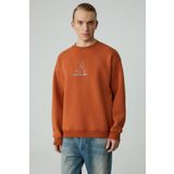 Grimelange Minty Erkek Yuvarlak Yaka 3 İplik Turuncu Sweatshirt, XL